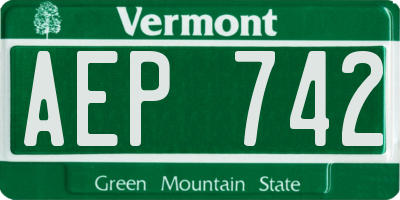 VT license plate AEP742