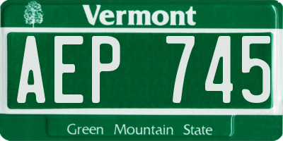 VT license plate AEP745
