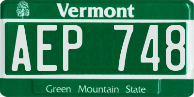 VT license plate AEP748