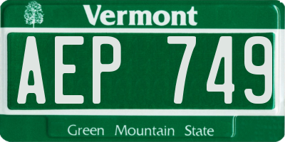 VT license plate AEP749