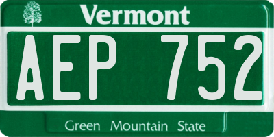 VT license plate AEP752