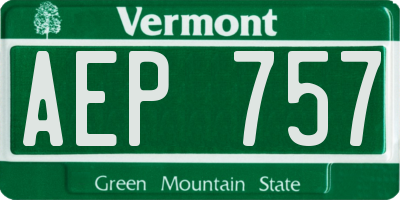 VT license plate AEP757