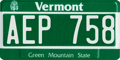 VT license plate AEP758