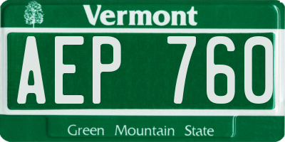 VT license plate AEP760