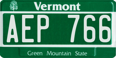 VT license plate AEP766