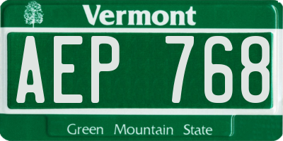 VT license plate AEP768