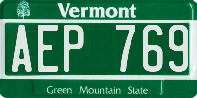 VT license plate AEP769