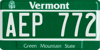 VT license plate AEP772