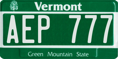 VT license plate AEP777