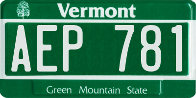 VT license plate AEP781