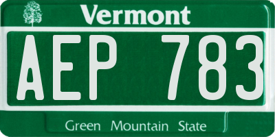 VT license plate AEP783