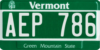 VT license plate AEP786