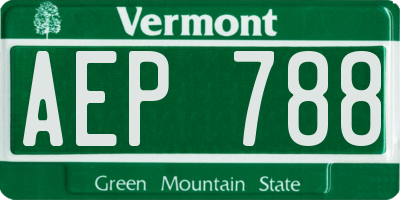 VT license plate AEP788