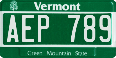 VT license plate AEP789