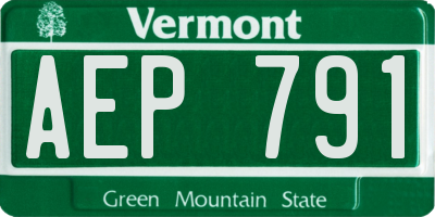 VT license plate AEP791