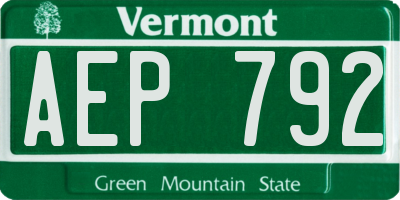 VT license plate AEP792