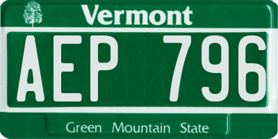 VT license plate AEP796