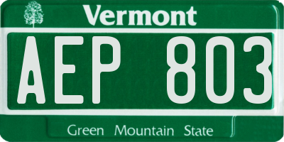 VT license plate AEP803