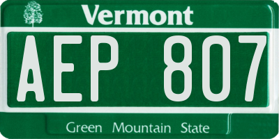 VT license plate AEP807