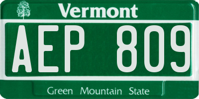 VT license plate AEP809