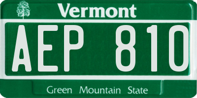 VT license plate AEP810