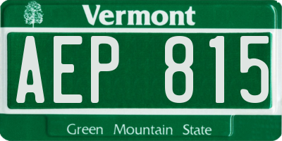 VT license plate AEP815