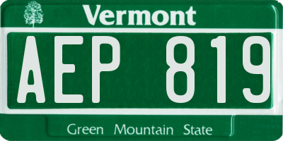 VT license plate AEP819