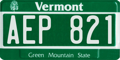 VT license plate AEP821