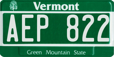 VT license plate AEP822