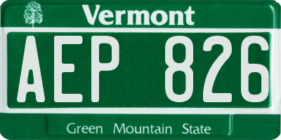 VT license plate AEP826