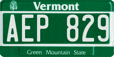 VT license plate AEP829
