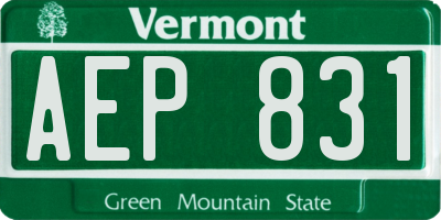 VT license plate AEP831