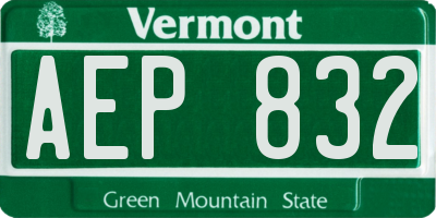 VT license plate AEP832