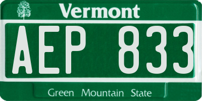 VT license plate AEP833