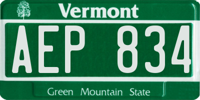 VT license plate AEP834