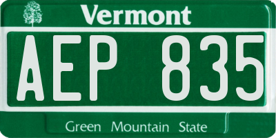 VT license plate AEP835