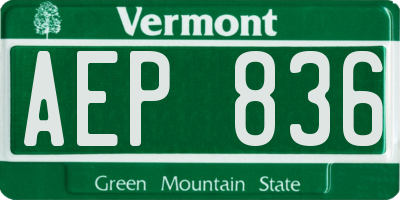 VT license plate AEP836