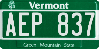 VT license plate AEP837