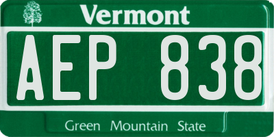 VT license plate AEP838