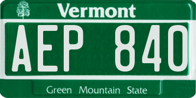 VT license plate AEP840