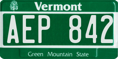 VT license plate AEP842
