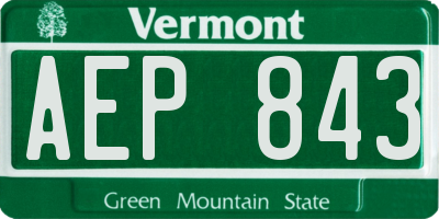 VT license plate AEP843
