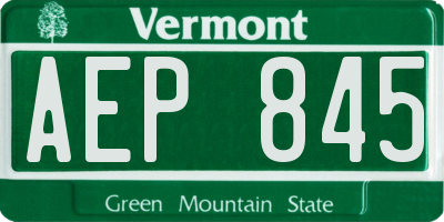 VT license plate AEP845