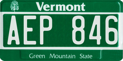 VT license plate AEP846