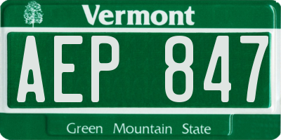VT license plate AEP847