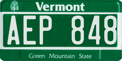 VT license plate AEP848