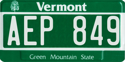 VT license plate AEP849