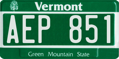 VT license plate AEP851