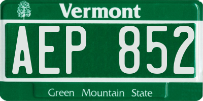 VT license plate AEP852