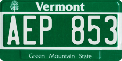 VT license plate AEP853
